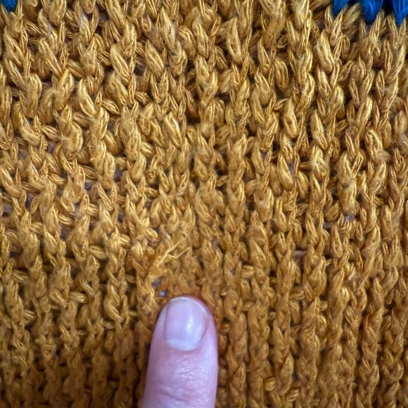 Free People Winding Road Cardigan Sweater‎ XS Yellow Striped Open Front Rainbow - Picture 7 of 8